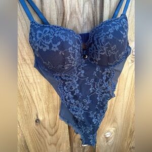 Blue lace bodysuit
